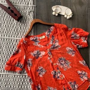 Anthro Maeve Hansley Floral Button Front Blouse